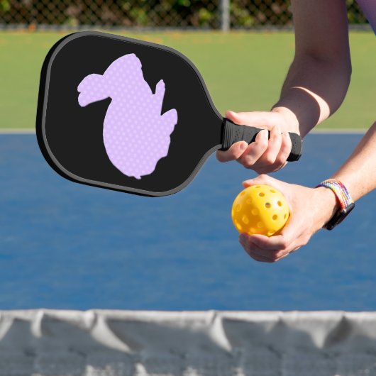 Paars Polka Dot Bunny Rabbit Pickleball Paddle (Insitu)