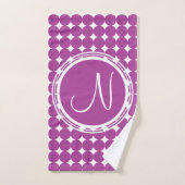 Paars Polka Dot Monogram Bad Handdoek (Handdoek)