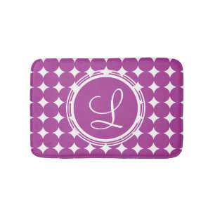 Paars Polka Dot Monogram Badmat