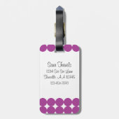 Paars Polka Dot Monogram Bagagelabel (Achterkant verticaal)