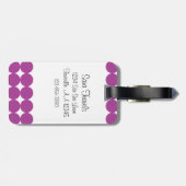 Paars Polka Dot Monogram Bagagelabel (Achterkant horizontaal)