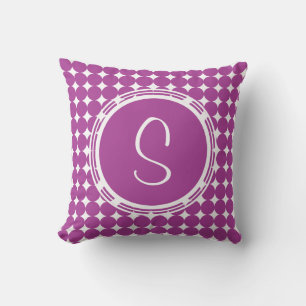 Paars Polka Dot Monogram Kussen