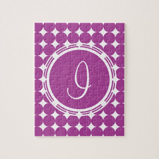 Paars Polka Dot Monogram Legpuzzel (Verticaal)