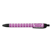 Paars Polka Dot Monogram Zwarte Inkt Pen (Bodem)