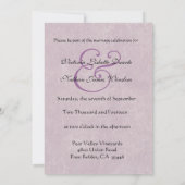 Paars Polka Dot Pattern Monogram Weddenschap Sjabl Kaart (Achterkant)