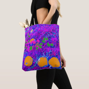 Paars pompoenveld in Pop Art Style Draagtas
