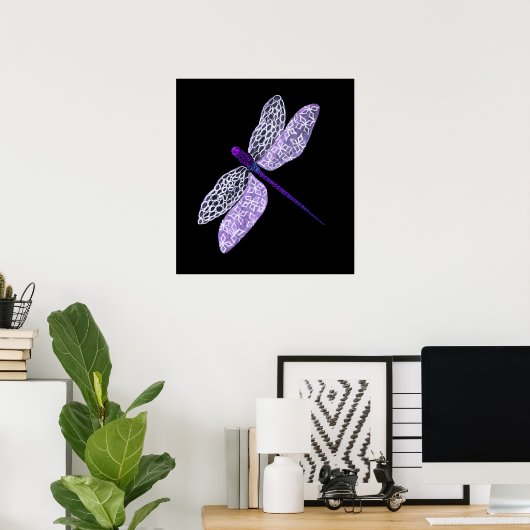 Paars Poster Dragonfly (Thuiskantoor)
