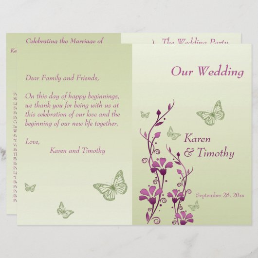 Paars programma voor groene vlinder (Voorkant / Achterkant)