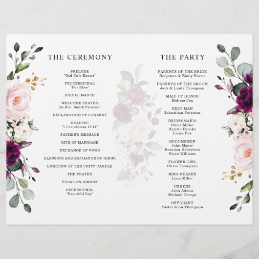 Paars programma voor het weddenschap tussen rozen  (Achterkant)