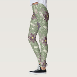 paars  pruimen lila veren bloemen patroon leggings
