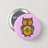 Paars Psychedelic Owl Ronde Button 5,7 Cm (Voorkant /achterkant)