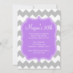 Paars Quatrefoil Chevron Birthday Uitnodiging