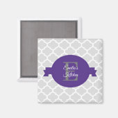Paars Quatrefoil - Gepersonaliseerd Magnet Magneet (Voorkant / Achterkant)
