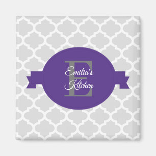 Paars Quatrefoil - Gepersonaliseerd Magnet Magneet