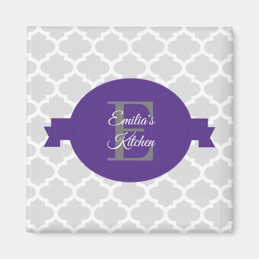 Paars Quatrefoil - Gepersonaliseerd Magnet Magneet (Voorkant)