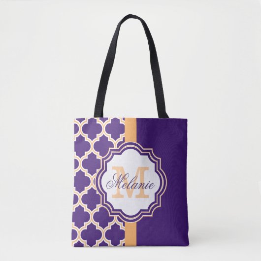 Paars Quatrefoil Monogram Draagtas (Voorkant)