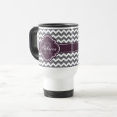 Paars Quatrefoil Monogram Gray Chevron Pattern Reisbeker (Voorkant links)