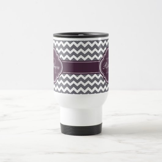 Paars Quatrefoil Monogram Gray Chevron Pattern Reisbeker (Center)