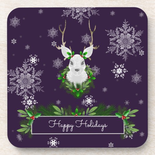 Paars rendier Plastic Onderzetter (Voorkant)