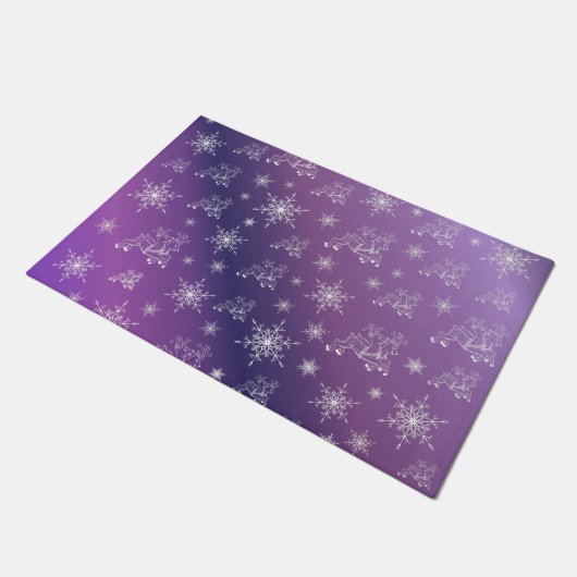 paars, rendier, ster, sterren, sneeuwvlok, kerst deurmat (Schuin)