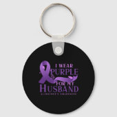 Paars Ribbon Alzheimer Vighter Husband Alzheimer Sleutelhanger (Achterkant)