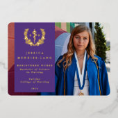 Paars RN Asclepius Afstuderen Fotoaankondiging Folie Uitnodiging (Voorkant)