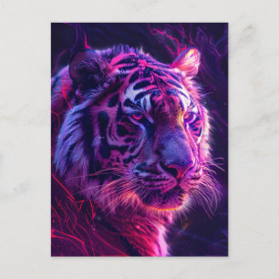 Paars Rode Neon Tijger Kosmische Gloed Briefkaart