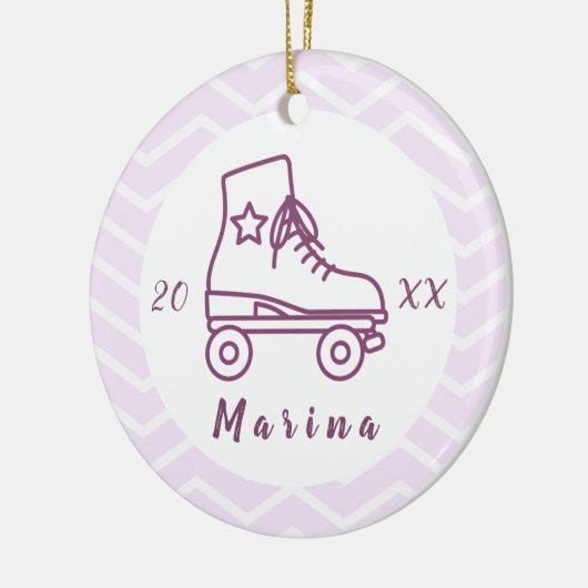 Paars Rollerblading Roller Skating Girly Name Keramisch Ornament (Links)