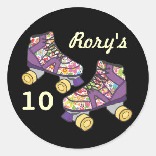Paars rolschaatsen Schaats rolschaatsen Ronde Sticker
