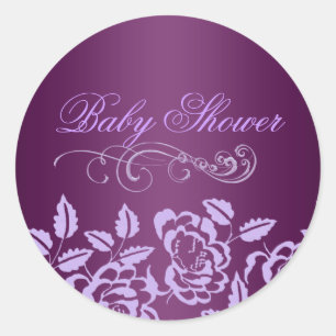 Paars Roos Baby shower Ronde Sticker