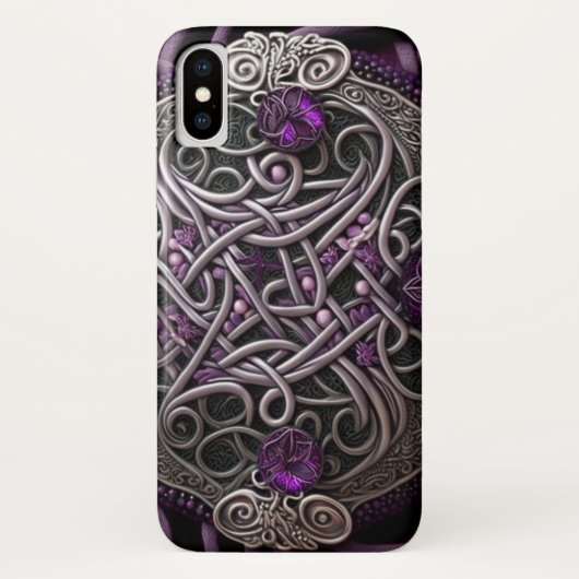 Paars Roos Celtic Knot Wrapping Paper Case-Mate iPhone Case (Achterkant)