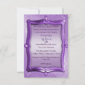 Paars Roos Damask Wedding Invitation Card Kaart (Achterkant)