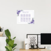 Paars Roos | Elegant Boho Floral 10 Seat Chart Poster (Thuiskantoor)