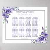 Paars Roos | Elegant Boho Floral 10 Seat Chart Poster (Voorkant)