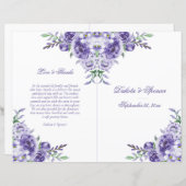 Paars Roos | Elegant Floral Ceremony-programma (Voorkant / Achterkant)