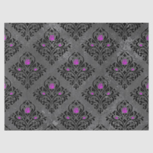 Paars Roos en zwart Damask-decoupage Tissuepapier