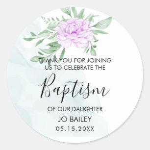 Paars Roos Eucalyptus Leaves Baptisme Hartelijk da Ronde Sticker