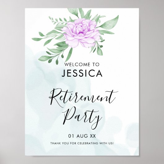 Paars Roos Eucalyptus Leaves Retirement Party Poster (Voorkant)