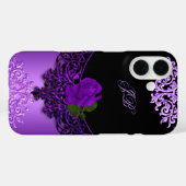 Paars Roos Floral Lace Black Case-Mate iPhone Case (Achterkant (horizontaal))