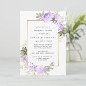 Paars Roos - Floral - repetitie binnenste uitnodig Kaart (Staand voorkant)