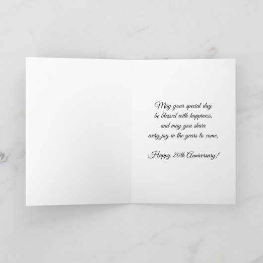 Paars Roos Gepersonaliseerd 20e bruiloft Jubileum Kaart (Binnen)
