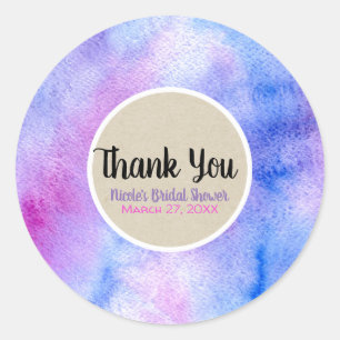 Paars Roze Aquarel Funky Krachtige Kleurrijke Favo Ronde Sticker