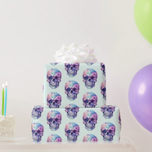 Paars Roze Blauw Schedel Lichtgroene Halloween Cadeaupapier