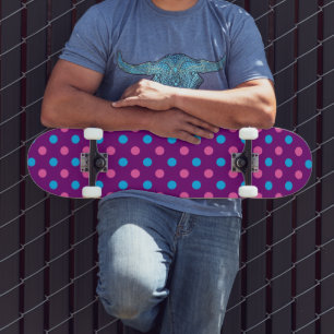 Paars Roze Blauwe Stippenpatroon Skateboard