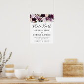 Paars Roze Bloem Bruiloft Photo Booth Bord Poster (Keuken)