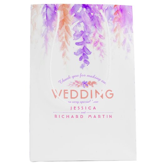 Paars roze bloemen bedankt geven cadeautas (Voorkant)