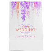 Paars roze bloemen bedankt geven cadeautas (Achterkant)