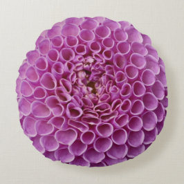 Paars-roze Dahlia Flower Round Pillow Rond Kussen