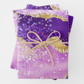 Paars & Roze en Faux Gold Glitter Inpakpapier Vel (In situ)