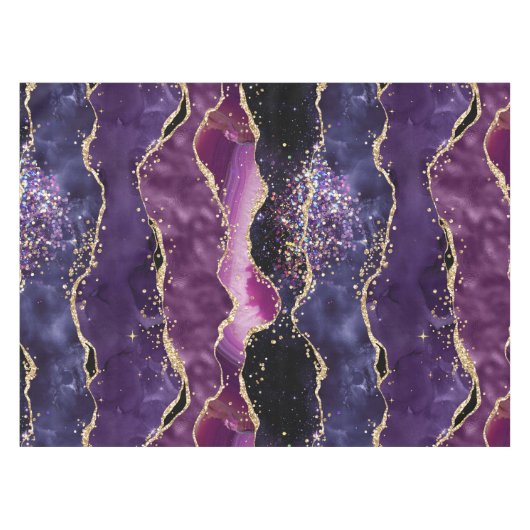 Paars, roze en goudglitter Agate Patroon Tafelkleed (Voorkant (Horizontaal))